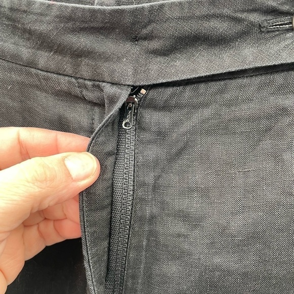 J Crew 100% linen black loose leg pant - Picture 4 of 6